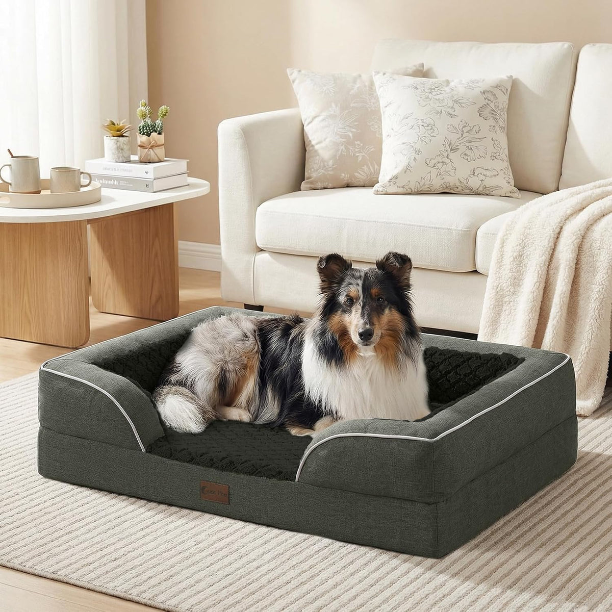 Orthopedic Dog Bed for Extra Large Dogs, 53x42in, Dark Green