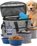 Original Doggy Bag™ Dog Travel Bag for Supplies with Travel Bowls | 2 BPA-Free Collapsible Bowls, 2 Pet Food Containers, TSA-Ready, Road Trips, Camping, Weekend Getaways, Doggy Gift, Grey 