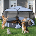 XXLarge Popup Portable Dog Houses, 10'x4.8'H Assembly-Free Gazebo-Style Kennel Dog Playpen Pet Screen Tent Sun Shade Shelter, Dog Crates Canopy for Travel Camping Anti-Bugs with Leakproof Bottom