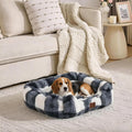 Washable Orthopedic Dog Bed,Rectangle Fleece & Luxury Pet Bed with Removable Zipper Cover & Anti-Slip Bottom,Suitable for Medium Large Dogs,30x25x7.5inches,Black/White