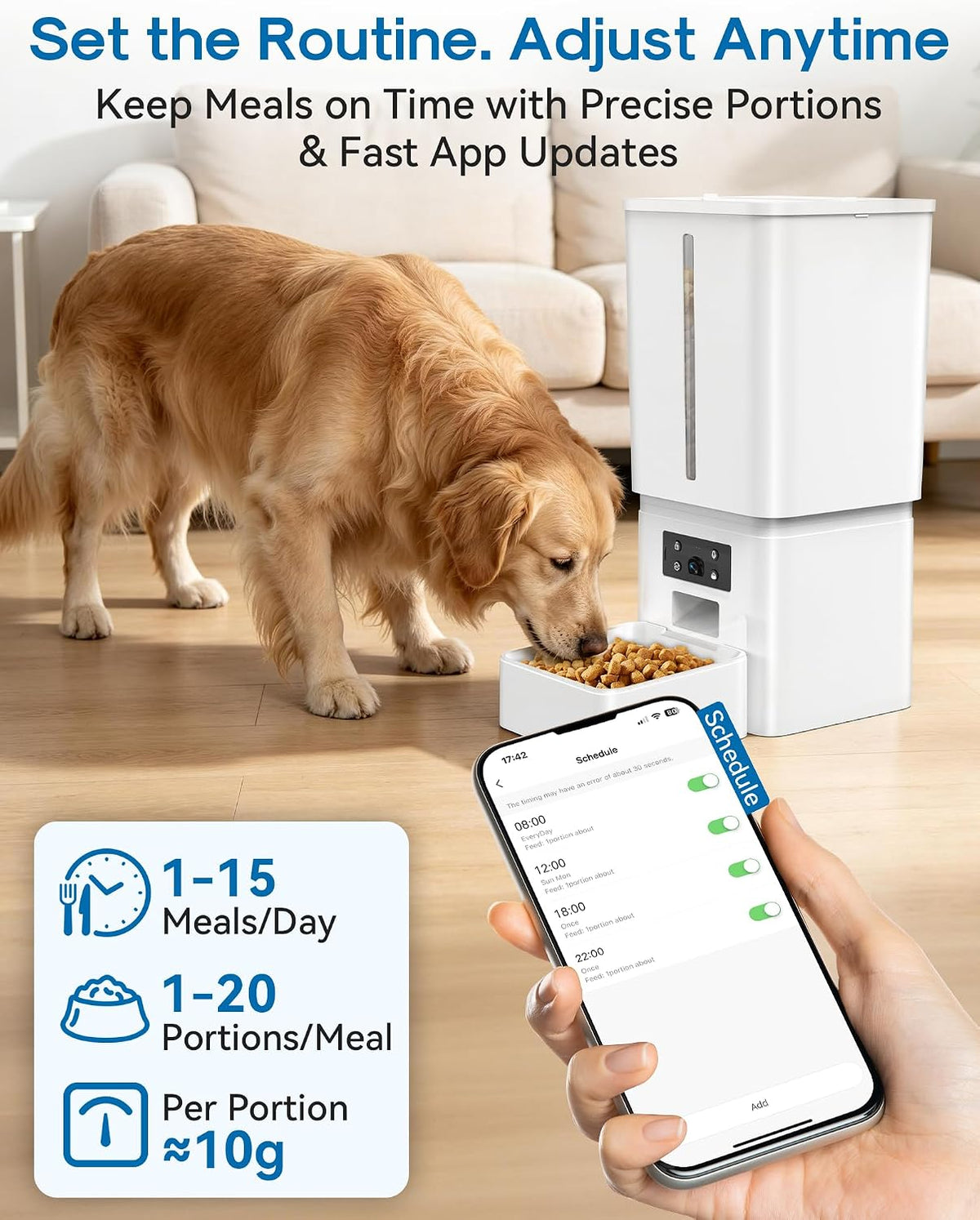 Gwozn Automatic Dog Feeder Large Breed: 15L/63-Cup Capacity for 23mm Kibble