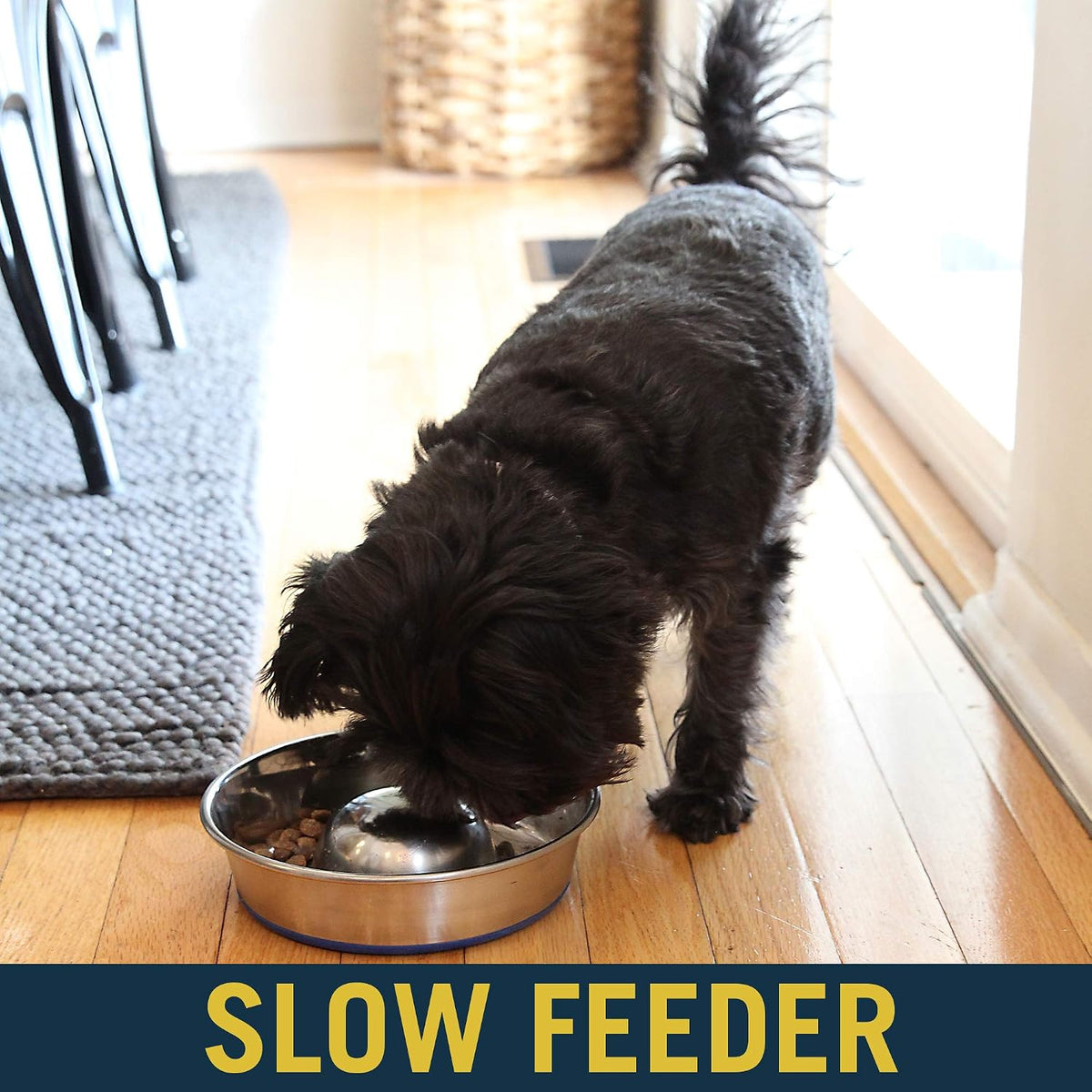 OurPets DuraPet Slow Feed Premium Stainless Steel Dog Bowl, Silver, Small (2040010300) | Helps pace rapid eaters at mealtime, durable and easy to clean, raised center dome design, a reliable everyday dish for pups 