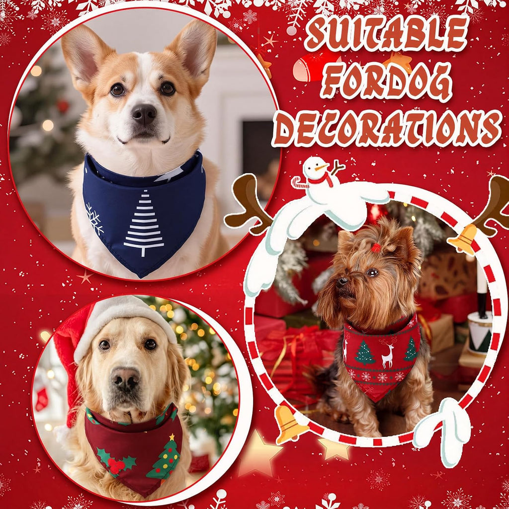 Huhumy 100 Pcs Christmas Dog Bandanas Bulk Bandanas for Medium Large Dogs