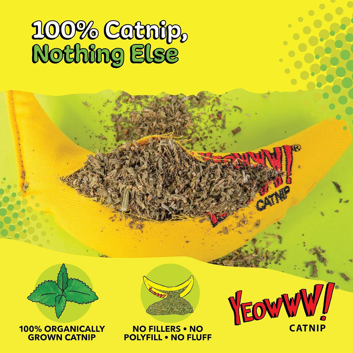 Yeowww! Catnip Chi-CAT-a Banana Toy for Cats - 7 Inches - Durable Cotton Twill - Made in the USA - Stuffed with Organically Grown Catnip (Pack of 3)