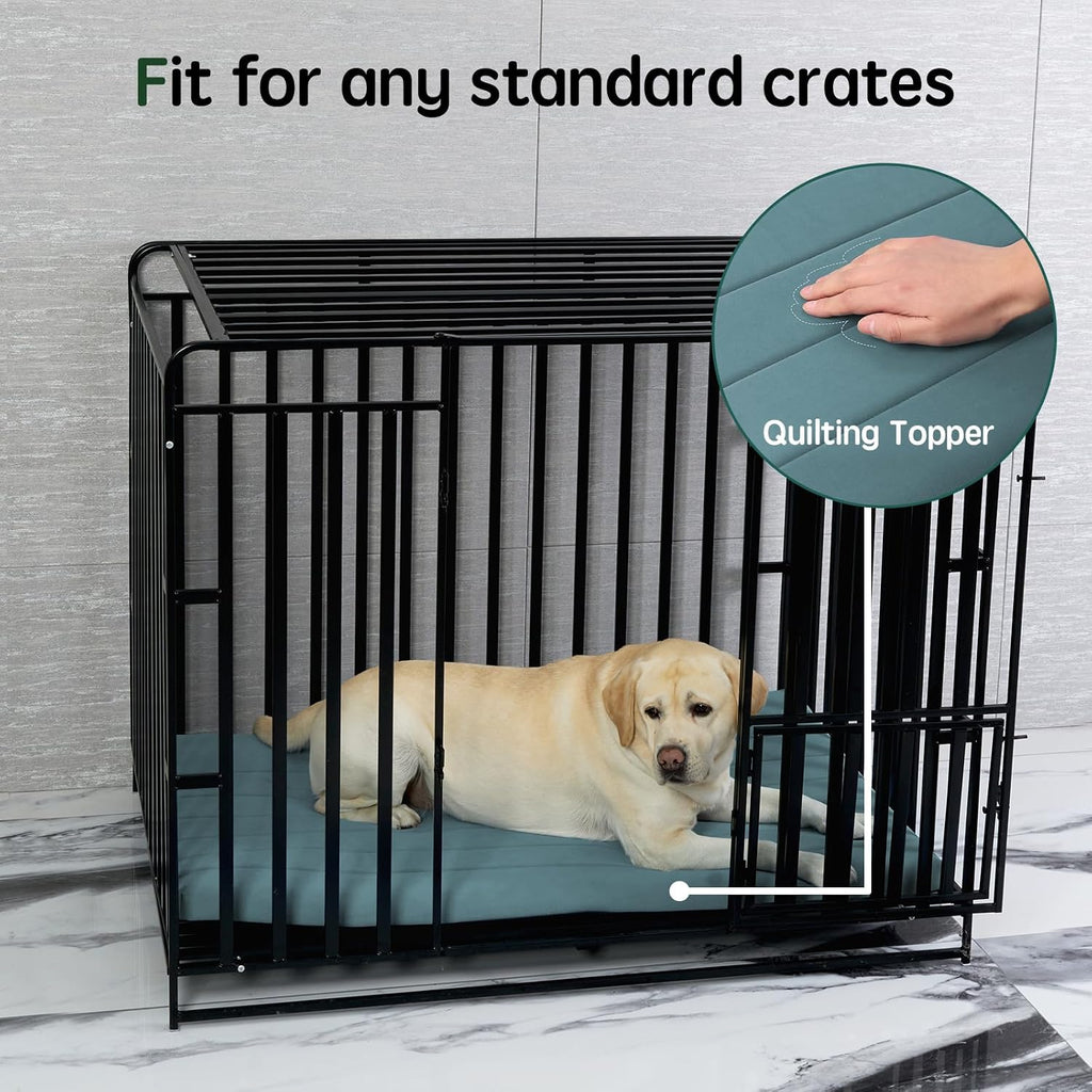 BALANCE Dog Crate Bed, Orthopedic Dog Bed Pad with Waterproof Liner, Washable Crate Foam Pet Mat for Large, Medium, Puppy Dogs Breeds, Powder Blue, 48"x30"x2"
