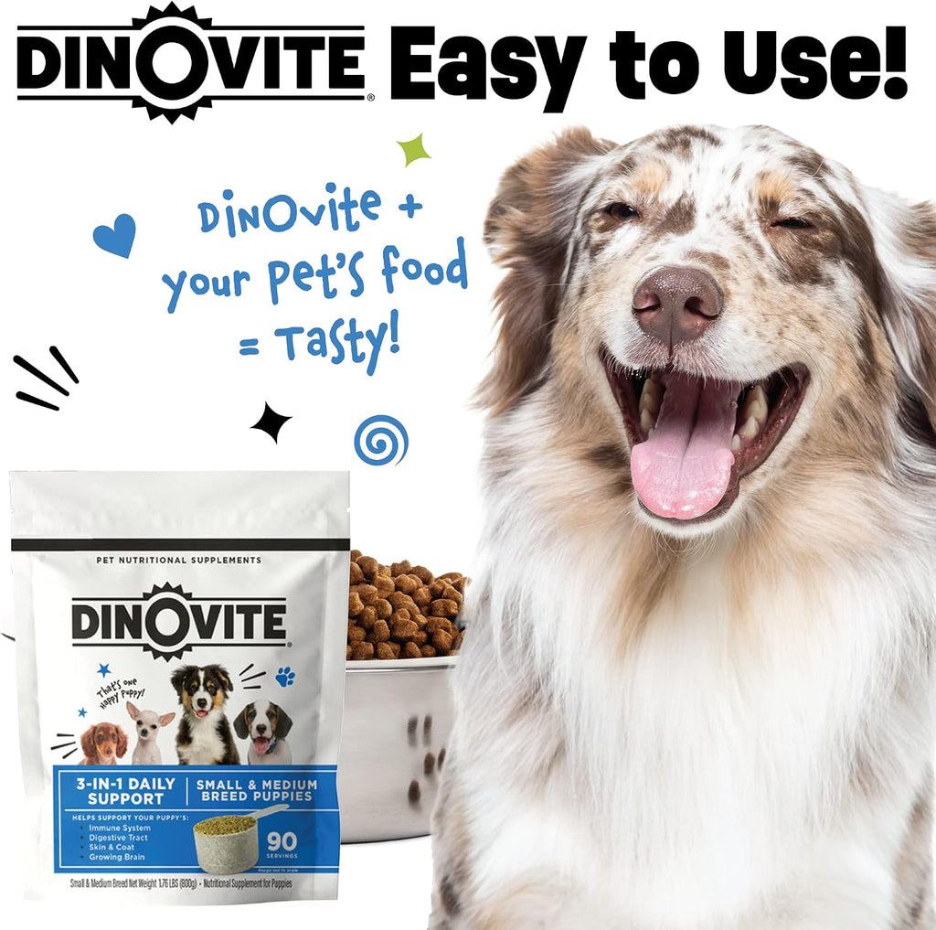 Dinovite Probiotic Food Topper for Puppies, Digestive Support, 90 Servings