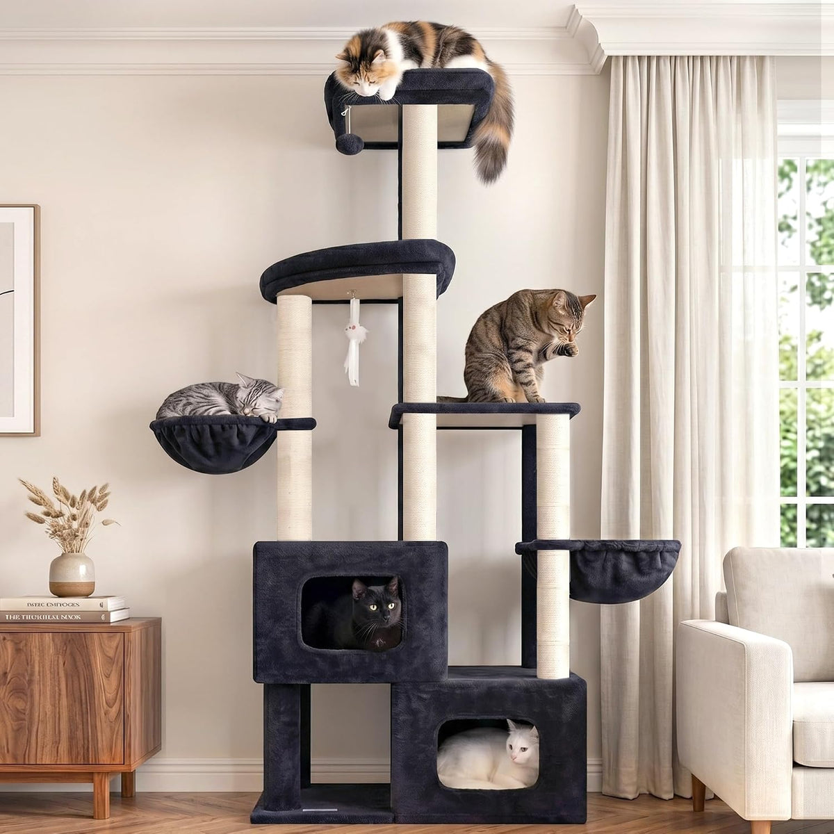 Gitelsnour 71'' Heavy Duty Cat Tree Tower with 2 Large Cat Condo, GCT801G