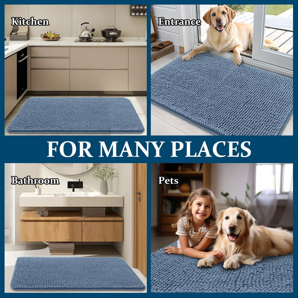 OLANLY Dog Door Mat for Muddy Paws 32x20, Super Absorbent Chenille Mud Mat