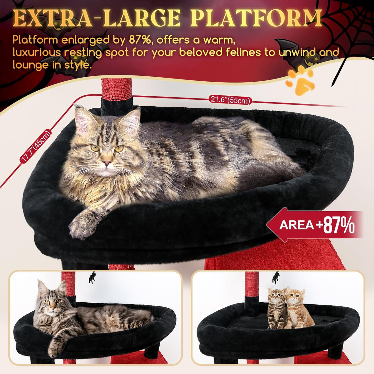 Globlazer Gothic Giant Cat Tree for Indoor Large Cat, 83in, F83, Blood-Goth