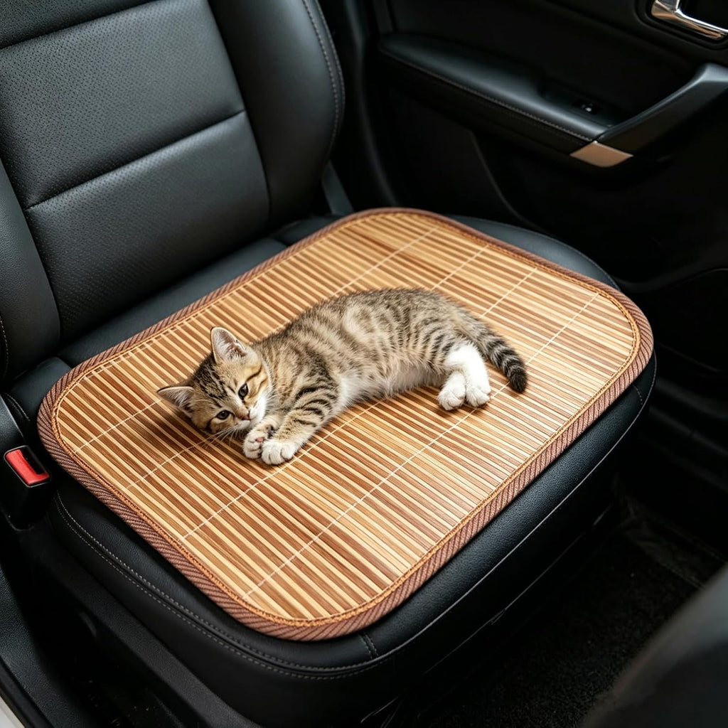 Hotrend Bamboo Pet Cooling Mat Double Sided Summer Sleeping Pad Anti-Scratch Wear Resistant Pet Bed for Small Medium Dogs Cats Foldable Breathable Sofa Car Seat Cooling Cushion Gift 50 * 40cm