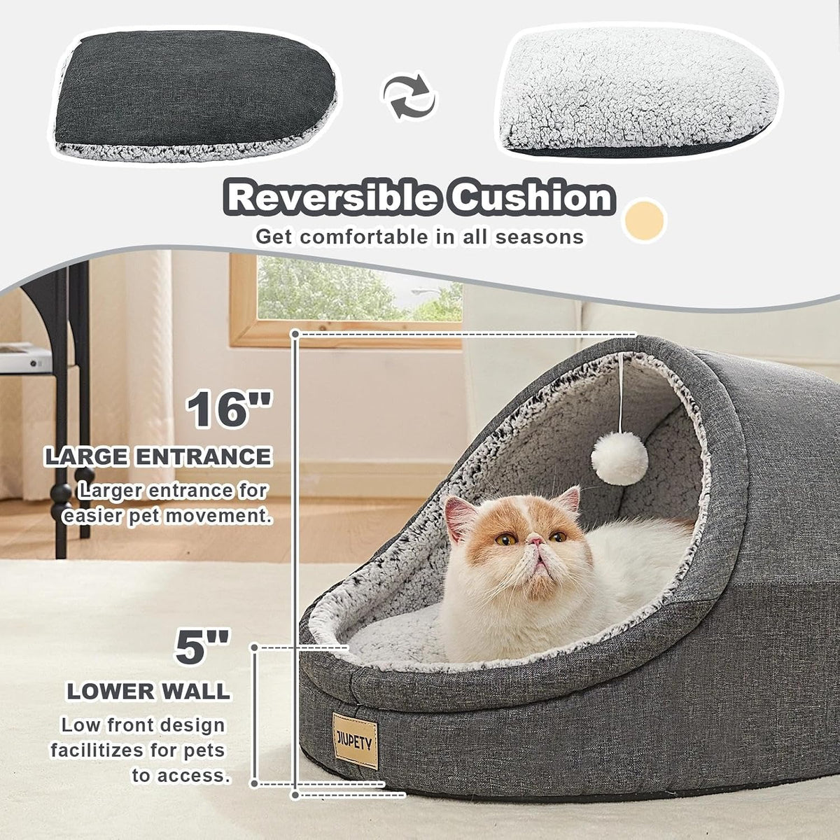 Cute Cat Beds for Indoor Cats, Cat Cave Bed for Kittens,Large Cat Cave