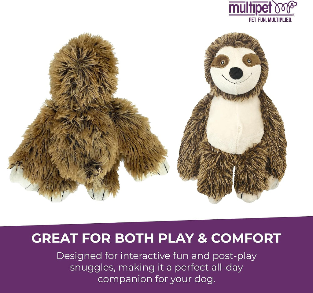 Multipet Bark Buddies Sloth Dog Plush Toy - Squeaky Dog Toy for All Dogs - Extra Soft Plush Dog Toy - Stuffed Animal Dog Toy for Cuddling & Playing - Cute Dog Pet Toy (10")