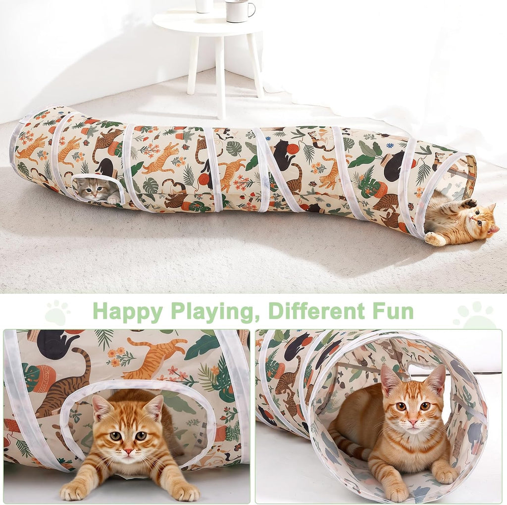 Glittme S-Shape Cat Tunnel, Foldable Cat Tunnels for Indoor Cats