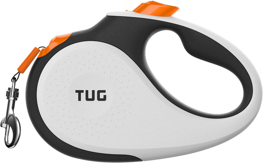 TUG Original Retractable Dog Leash, 16 ft (Small, White/Orange)