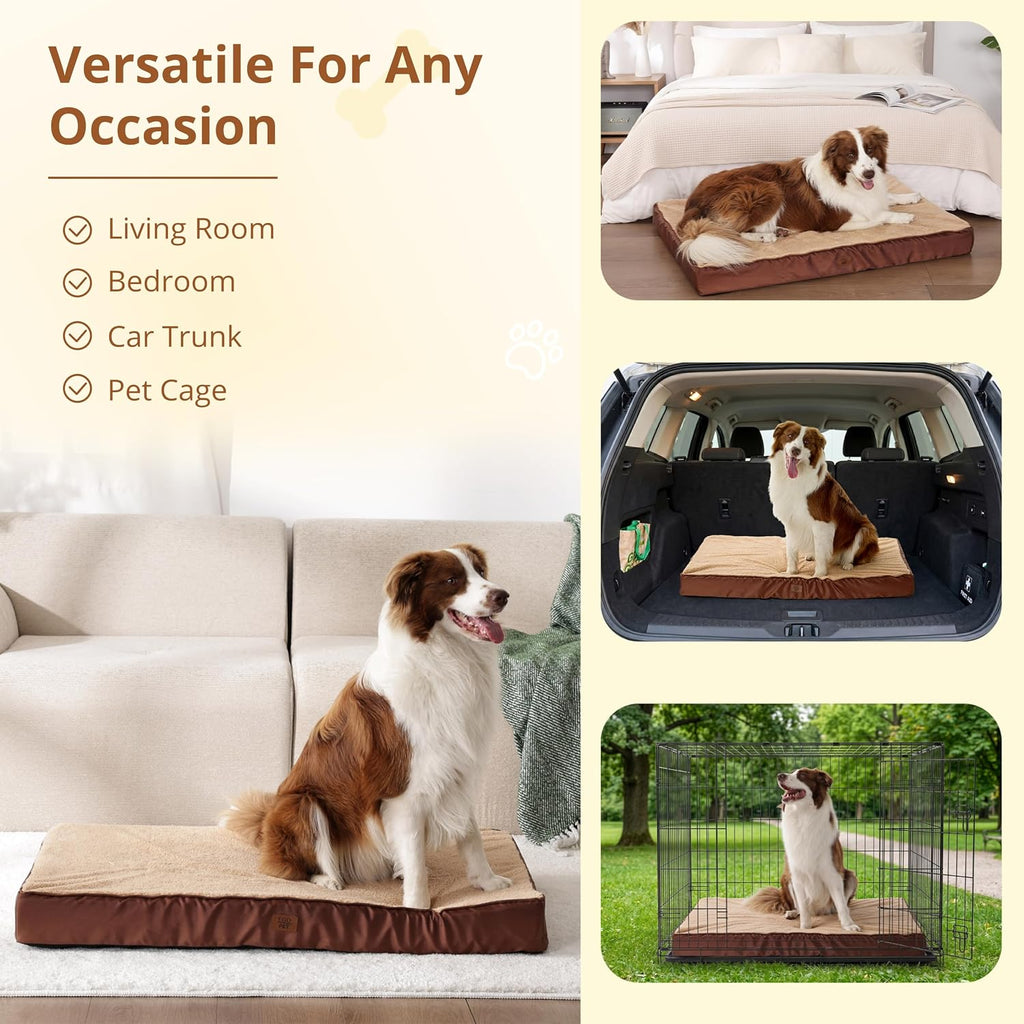 EGOHOME Comfort Orthopedic Egg-Crate Foam Flat Dog Bed, Brown, 29x21