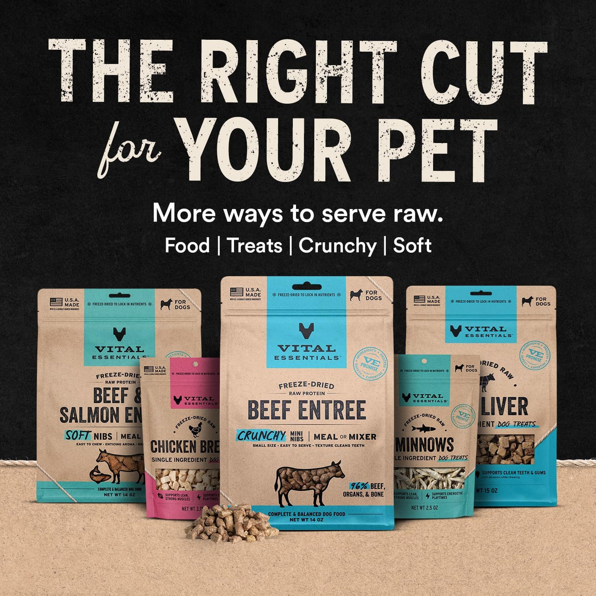 Vital Essentials Freeze Dried Dog Food, Beef Patties, 30 oz Bag