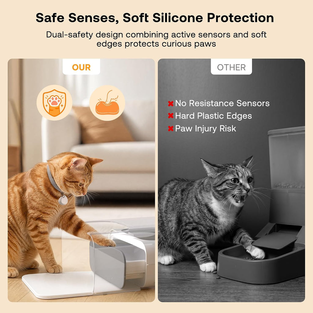 HEAPETS RFID Automatic Cat Feeder with Collar Sensor, Anti-Stealing Food Dispenser with Sealed Lid for Wet Dry Food and Different Diet for Multi-Pet Home, Auto Pet Feeder for Cats, White