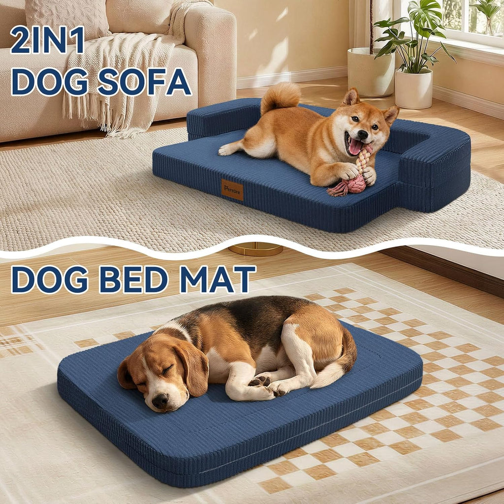Persure 2-in-1 Dog Sofa Bed, Orthopedic Memory Foam for Medium Large Dog