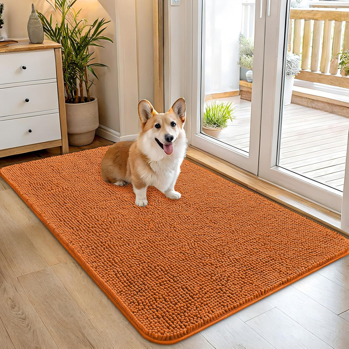 OLANLY Dog Door Mat for Muddy Paws 45x27, Super Absorbent Chenille Mud Mat