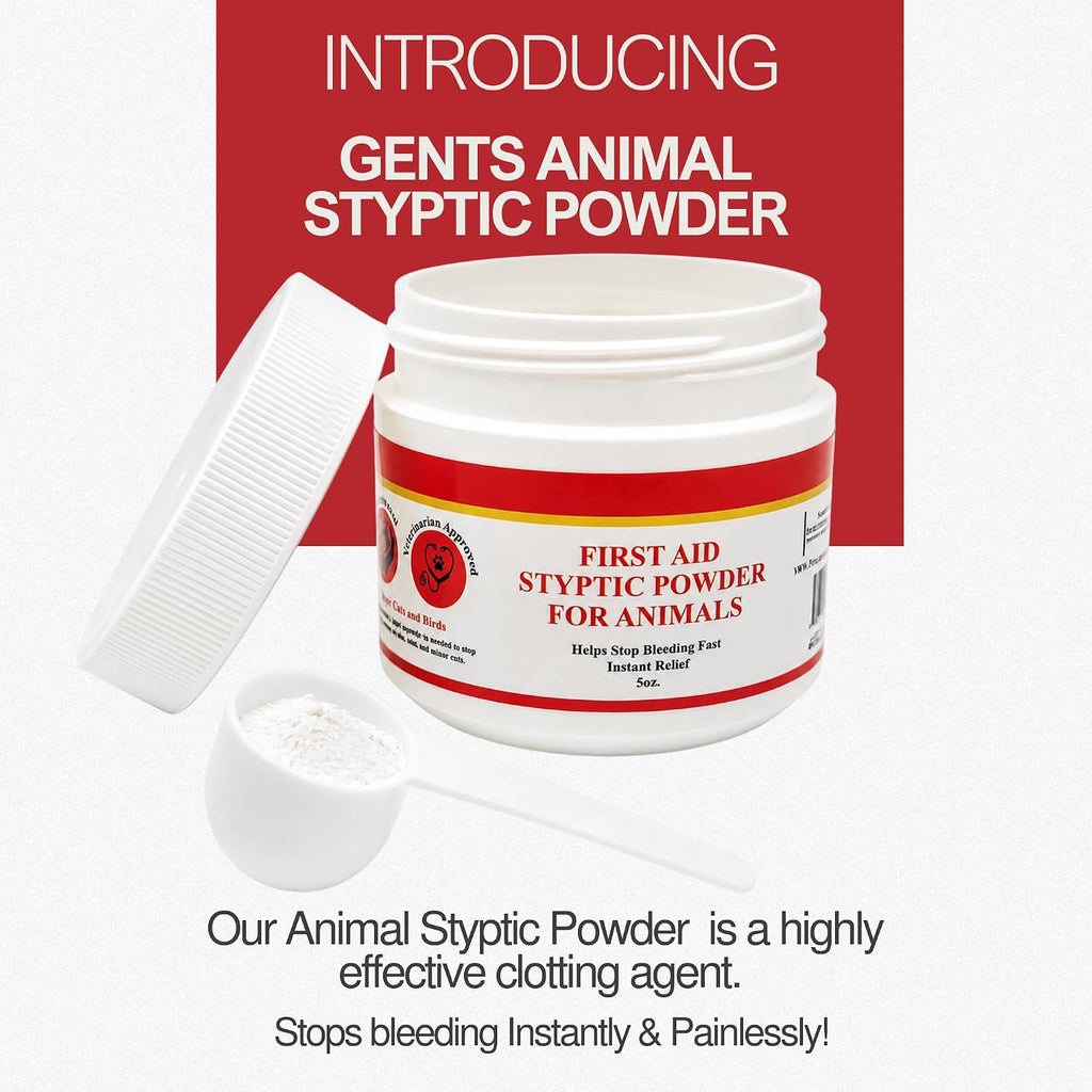 5 oz Styptic Powder for Dogs, Cats & Birds Stops Bleeding– Quick Blood Clotting for Nail Clipping, Minor Cuts, Tail Docking & Wing Clipping – Pet First Aid Hemostatic Powder with Sealed Top & Scoop