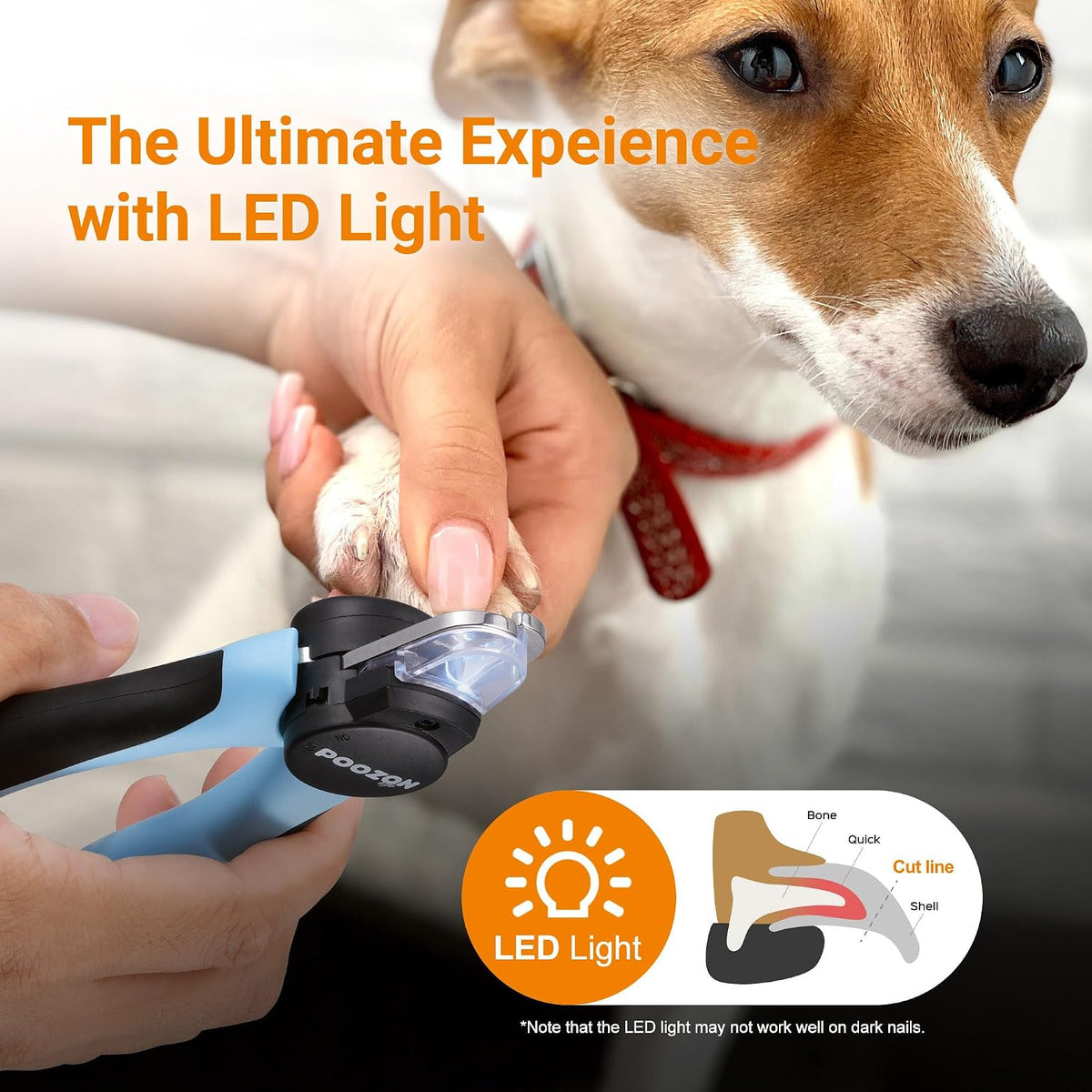 Dog Nail Clipper with Light, Illuminates Nail Clipper Kit or Bloodline for Safe, Easy Trimmers, Extra Sharp for Thick Nails, Quick Sensor, Avoid Over Cutting Toenail, for Cats & Dogs
