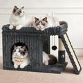 Cat Tree Tower with 15.7x23.6 Perch Bed, Dark Gray Striped Fabric