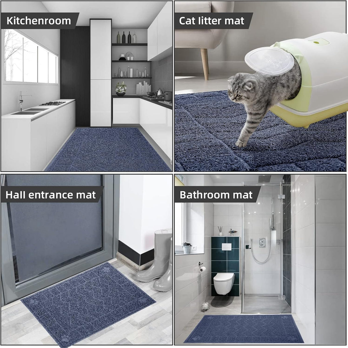 Cat Litter Box Mat, 35" x 24" Large Waterproof Litter Trapping Mat | Thick Mesh Traps Litter, Non-Slip Kitty Litter Mat for Indoor Cat, Soft Paws, BPA-Free, Multi-Use, Easy Clean, Large Coverage