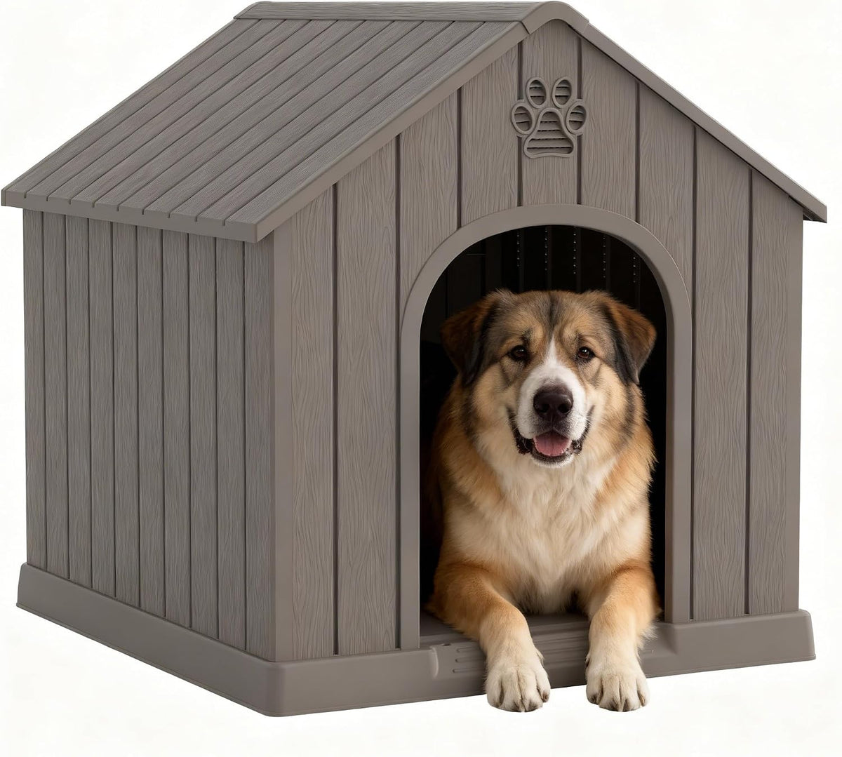 Bifanuo Dog House for Outdoor & Indoor, Waterproof Puppy Shelter with Air Vents & Elevated Floor, Easy Assemble Sturdy Dog Kennel for Large Dogs (Grey, 38''L×36.2''W×38''H)