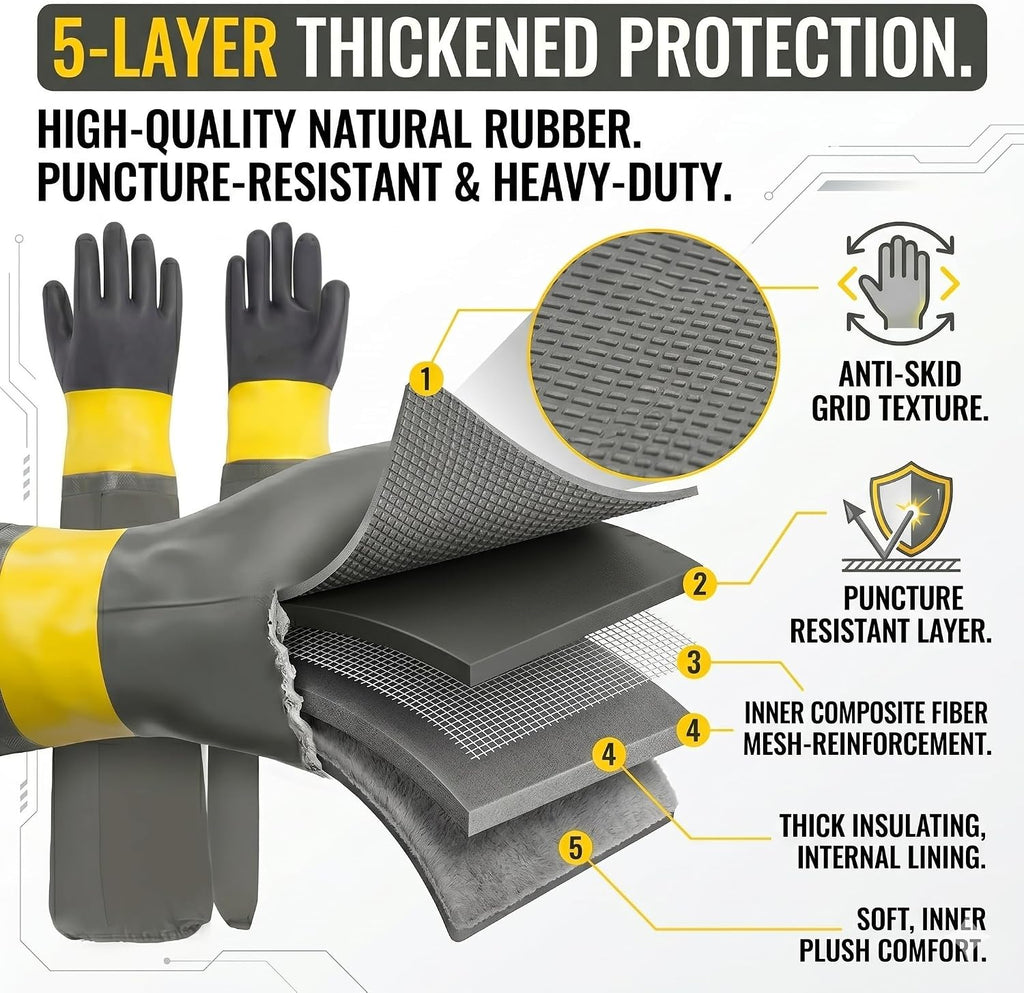 Thickened Pet Bathing Gloves with Waterproof Long Sleeves, 29.5 Inch Rubber Scratch Resistant Handling Gloves for Grooming, Puncture Proof Pet Supplies for Aggressive Cats, Small Dogs, Rabbits
