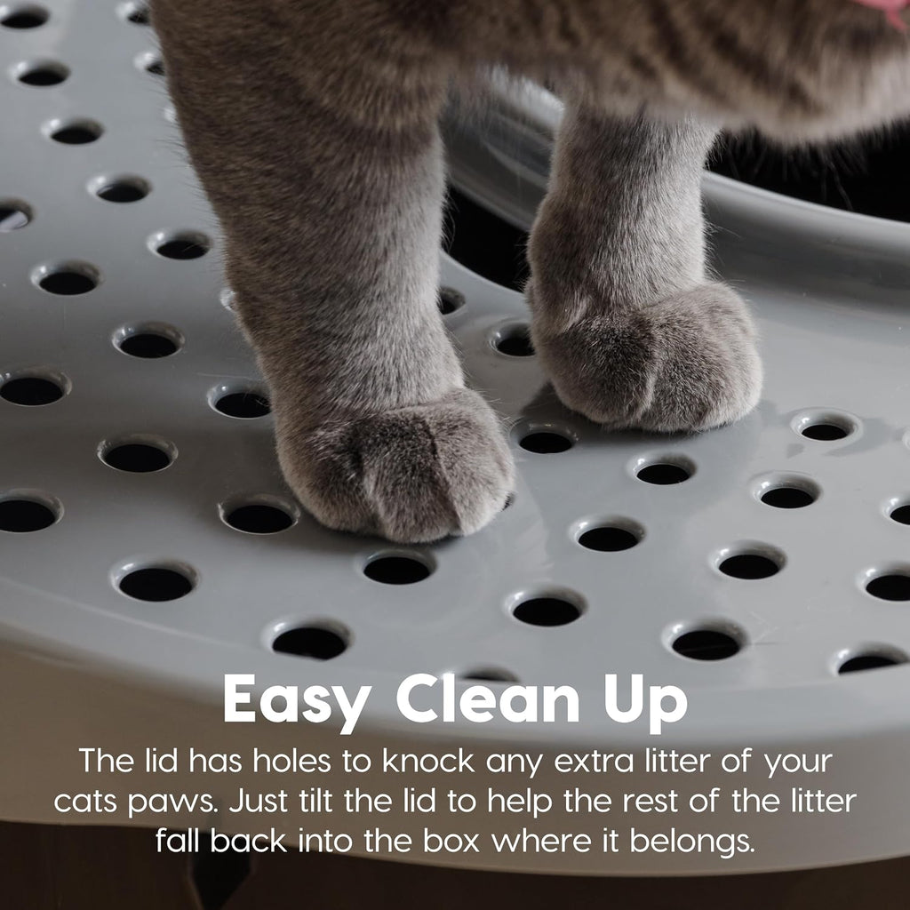 IRIS USA Large Top Entry Cat Litter Box, Hooded Privacy, Black/Gray | Multi-Cat Households, Protected Interior, Enclosed Top Access, Dog Proof Pan, Reduced Tracking, Odor Trapping