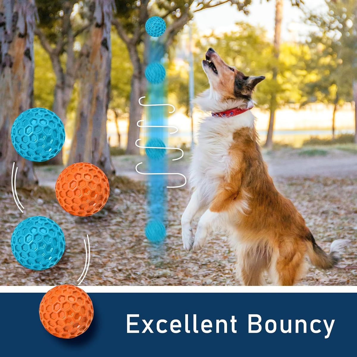 2 Pack Indestructible Squeaky Dog Balls for Aggressive Chewers, Interactive Dog Toys for Teething, Relieving Anxiety. Chew Toy for Large, Medium Breeds, Outdoor Rubber Balls.