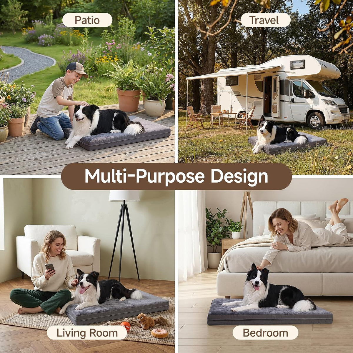 XXXL Waterproof Dog Bed for Crate, Washable Reversible Large Pads, 53x36