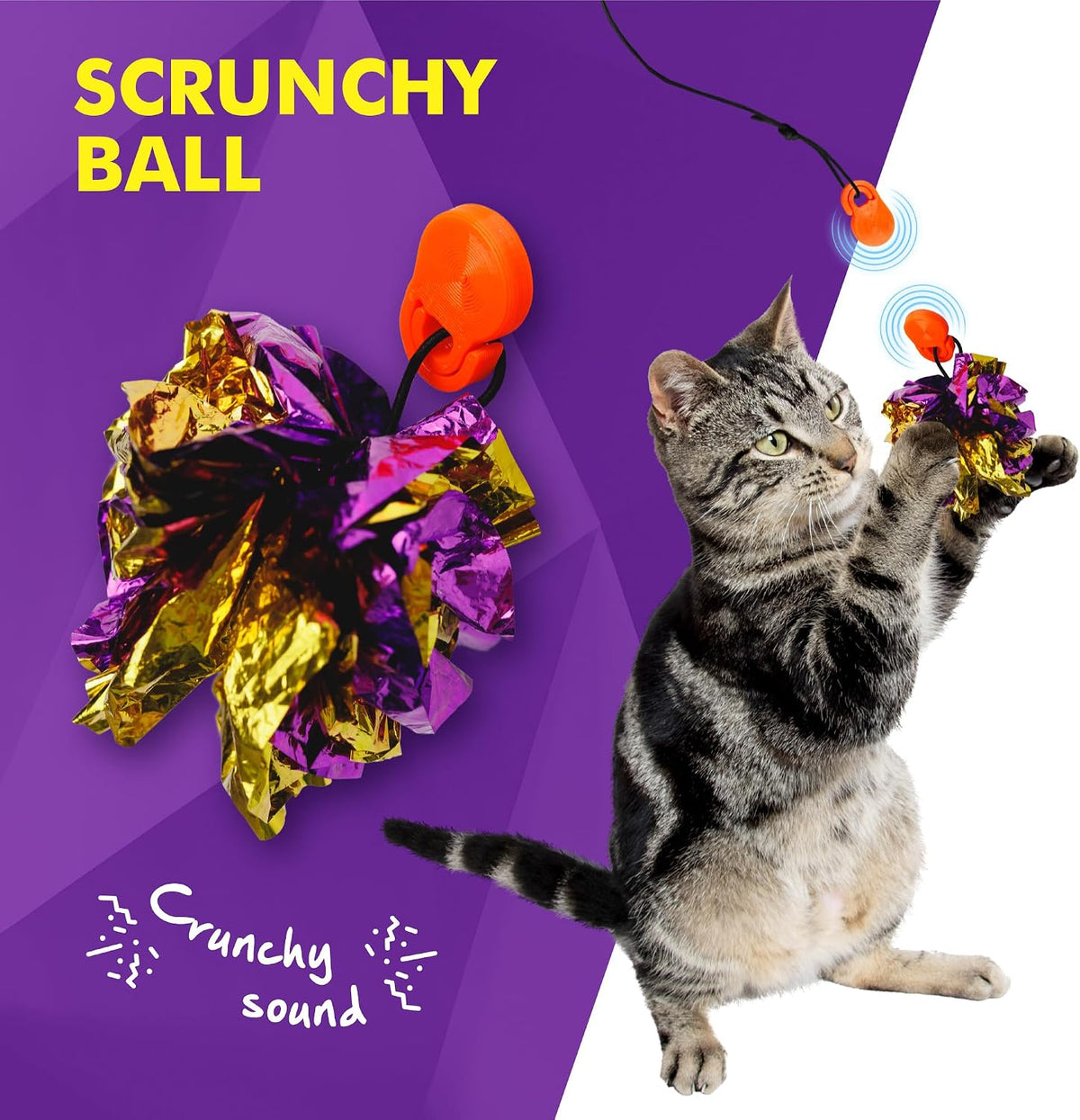 Cat Amazing Snatch Pack - 5 Magnetic Attachments for The Snatch Magnetic Wand Toy - Catnip Mouse, Rattle Snake, Crinkle Fish, Scrunchy Ball and Feather - Cat Teaser Toys - Really Catch!
