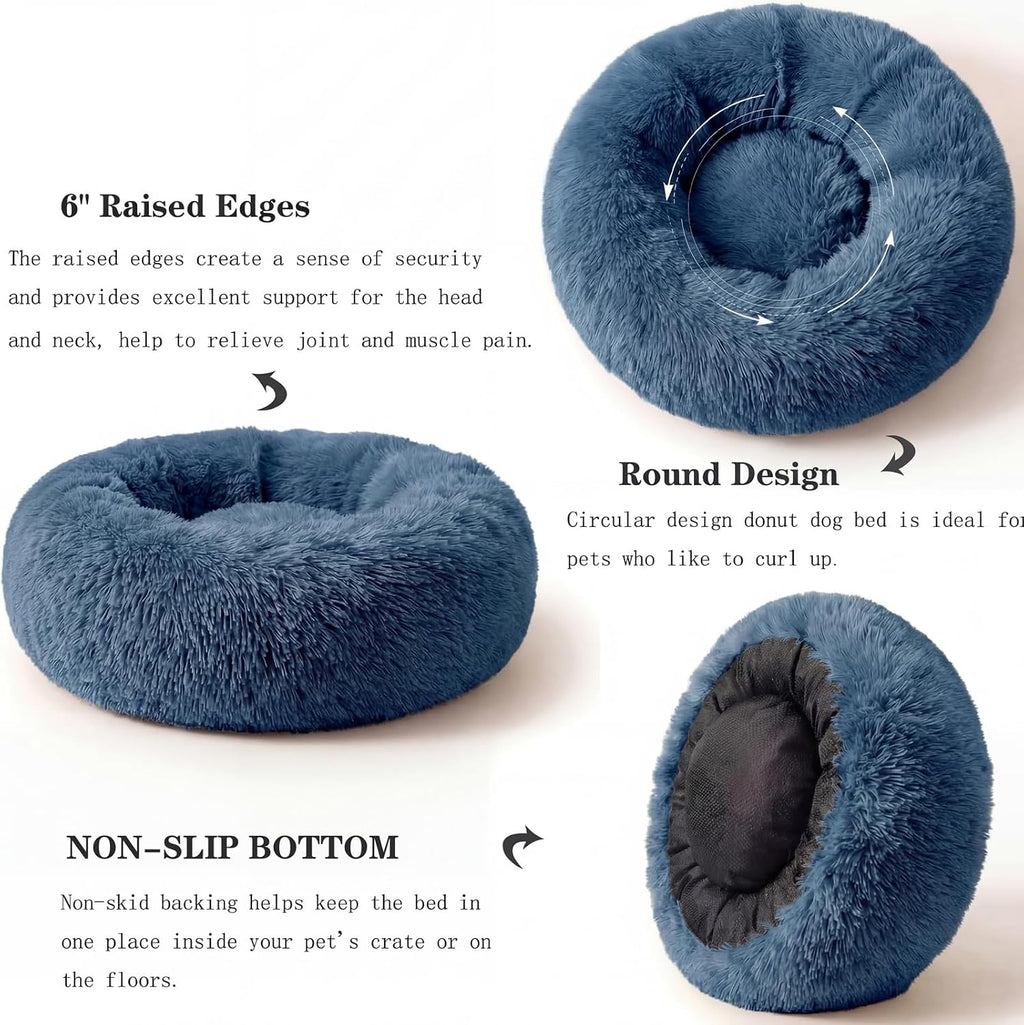 nononfish Plush Dog Bed for Small Dogs,Soft Calming Donut Bed