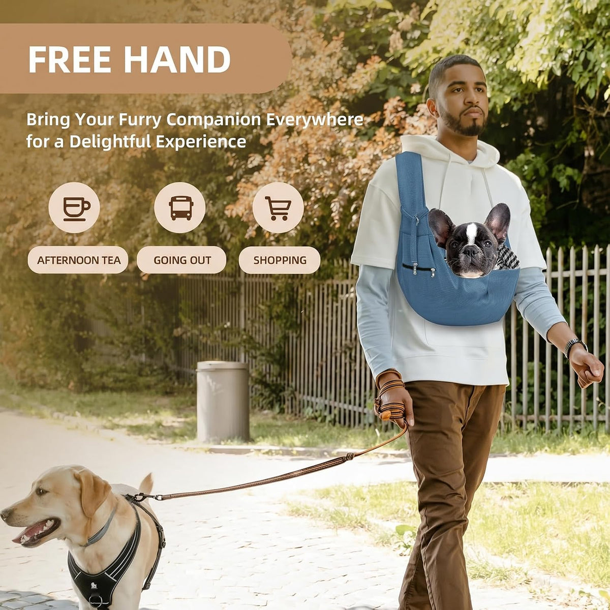 Dog Sling Carrier Adjustable, Suitable for Outdoor Activities and Travel