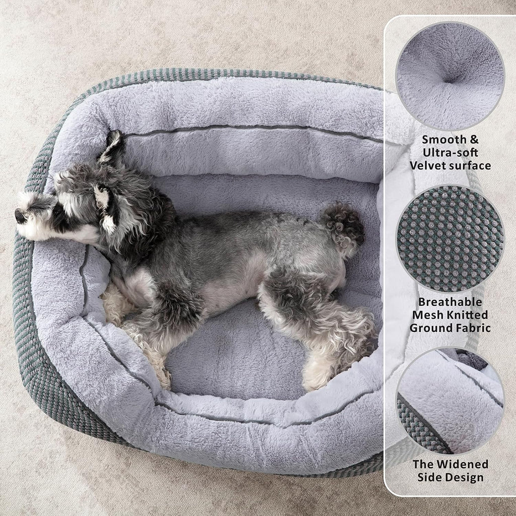 INVENHO Dog Bed for Small Dogs - Washable, Orthopedic, Calming & Warming - Durable Pet Bed with Anti-Slip Bottom (25"x21"x8")
