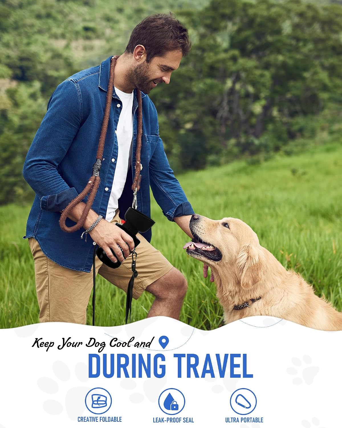 lesotc Dog Water Bottle, Portable Dog Water Dispenser, Leak Proof Dog Travel Water Bottle, Squeeze Pet Water Bottle for Walking On The Go, Dog Hiking Accessories for Outdoor, Hiking, Travel 