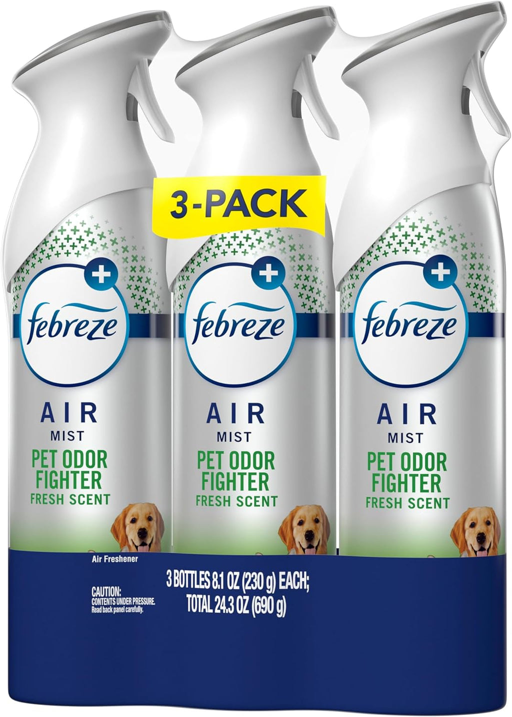 Febreze Air Mist, Air Freshener Spray, Odor Fighting Room Spray, Deodorizer for Home Bathroom Kitchen Apartment, Pet Odor Fighter Fresh Scent, 8.1oz (Pack of 3)