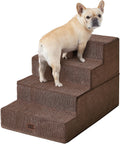 EHEYCIGA Dog Stairs for Bed 20" H, 4-Step Extra Wide Dog Steps, Brown