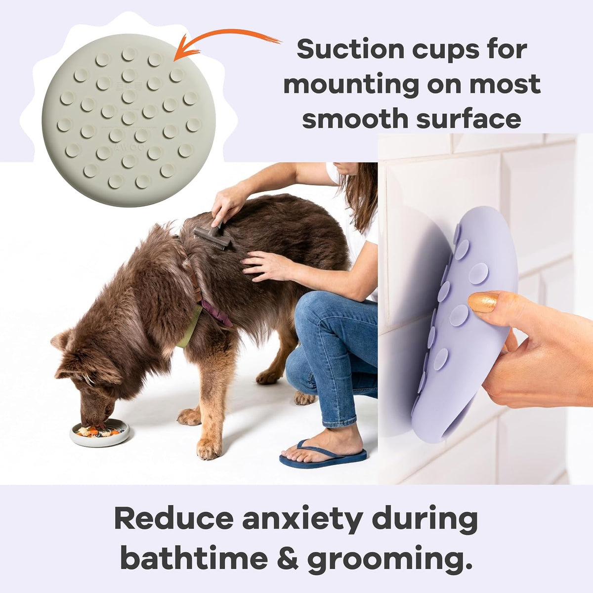 Large Lick Dish - Silicone Lick Mat + Slow Feeder for Cats & Dogs (Sage)