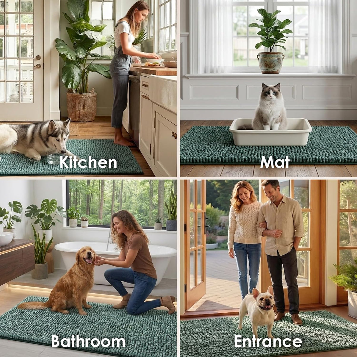EHEYCIGA 48x30 Super Absorbent Dog Door Mat for Muddy Paws Entryway Rug