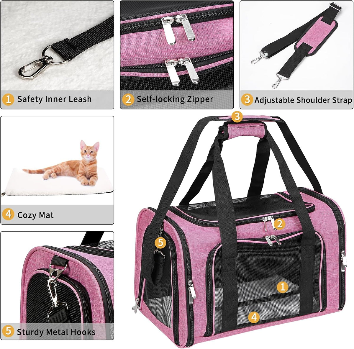 Soft-Sided Cat/Dog/Pet Carrier, Collapsible Pets Travel Carriers