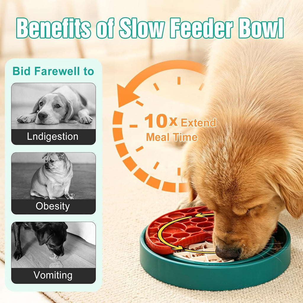 3-Level Slow Feeder Dog Bowl, Interactive Puzzel Feeder & Lick Mat