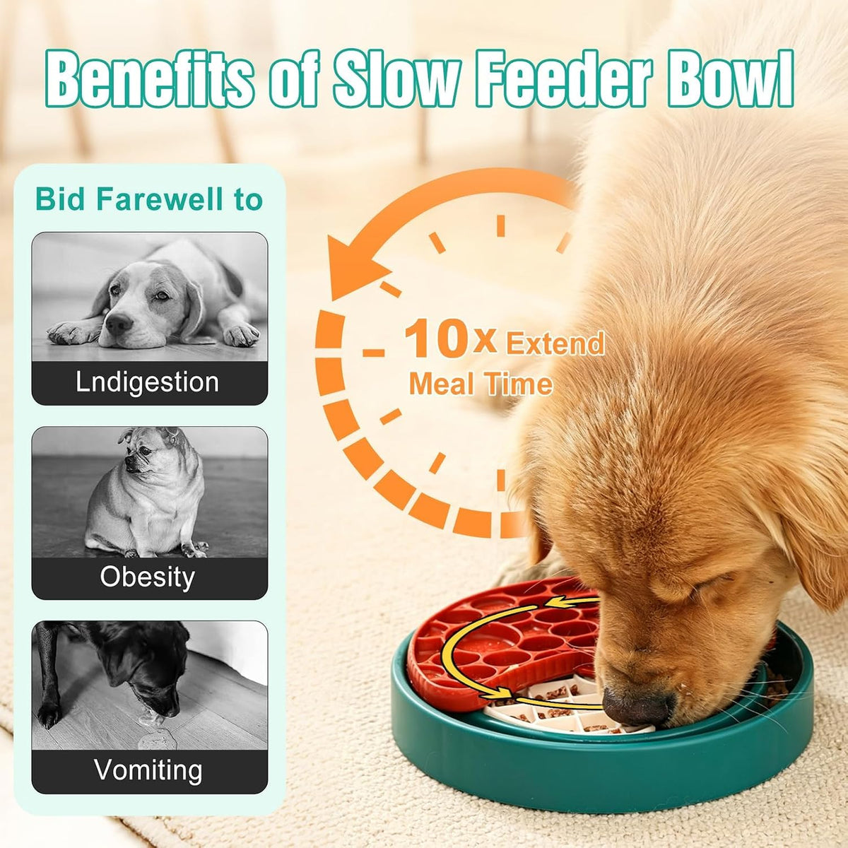 3-Level Slow Feeder Dog Bowl, Interactive Puzzel Feeder & Lick Mat