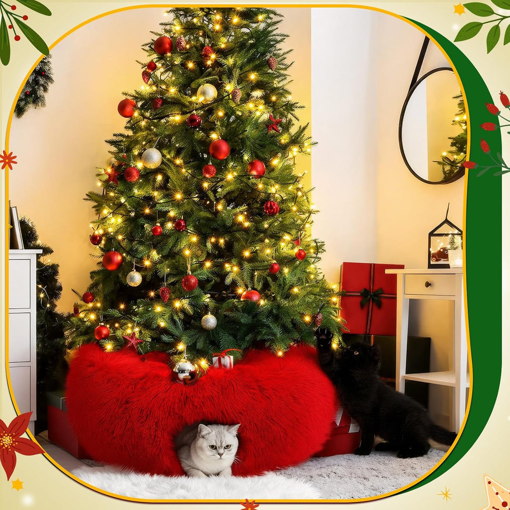 Thyle Christmas Cat Tunnel Bed, Red, 3ft X 3ft X 9.8in, Plush