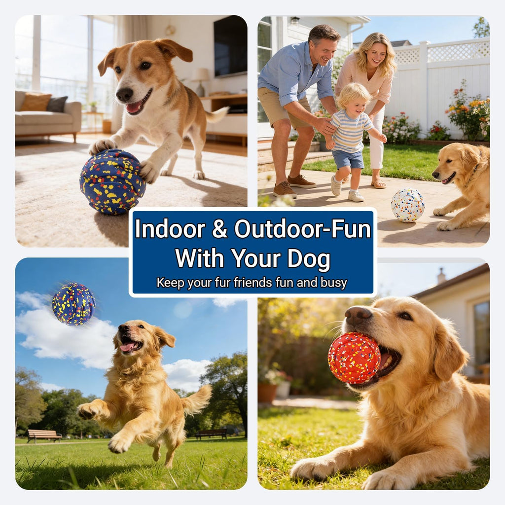 Mankoda Durable Dog Toy Ball, 5" Big Ball for Aggressive Chewers - Red | Hollow Design, Bouncing & Lightweight, ETPU Non-Toxic Chewing, Built-in Bell, Dog Herding Toy for Medium / Large Dogs