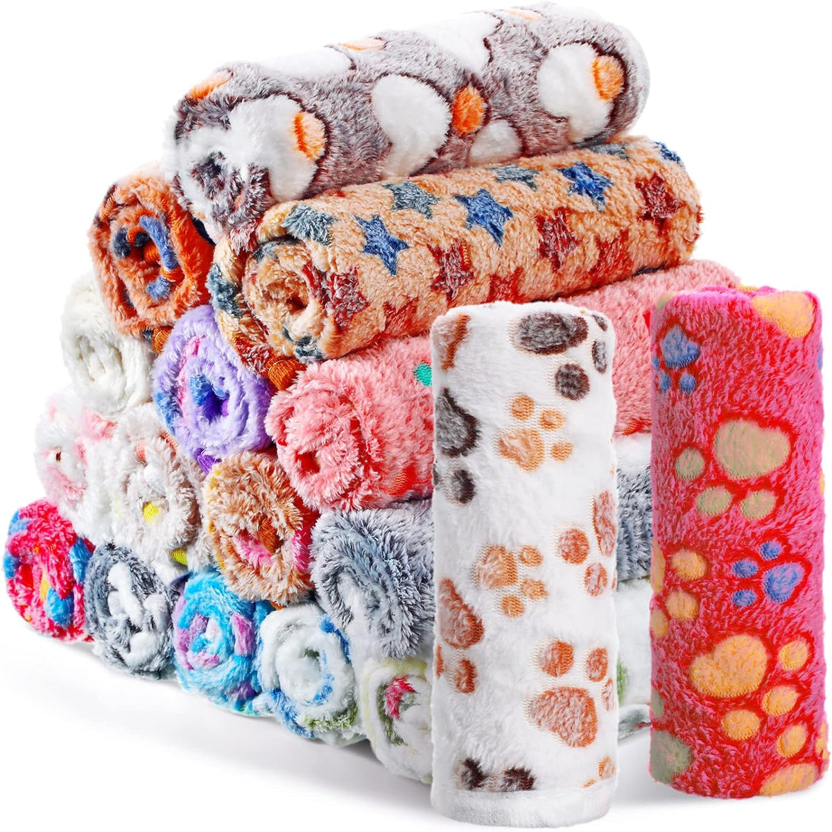 Chumia 18 Pcs Fleece Puppy Blanket for Dog Cat, 23 X 16 Inch, Sweet