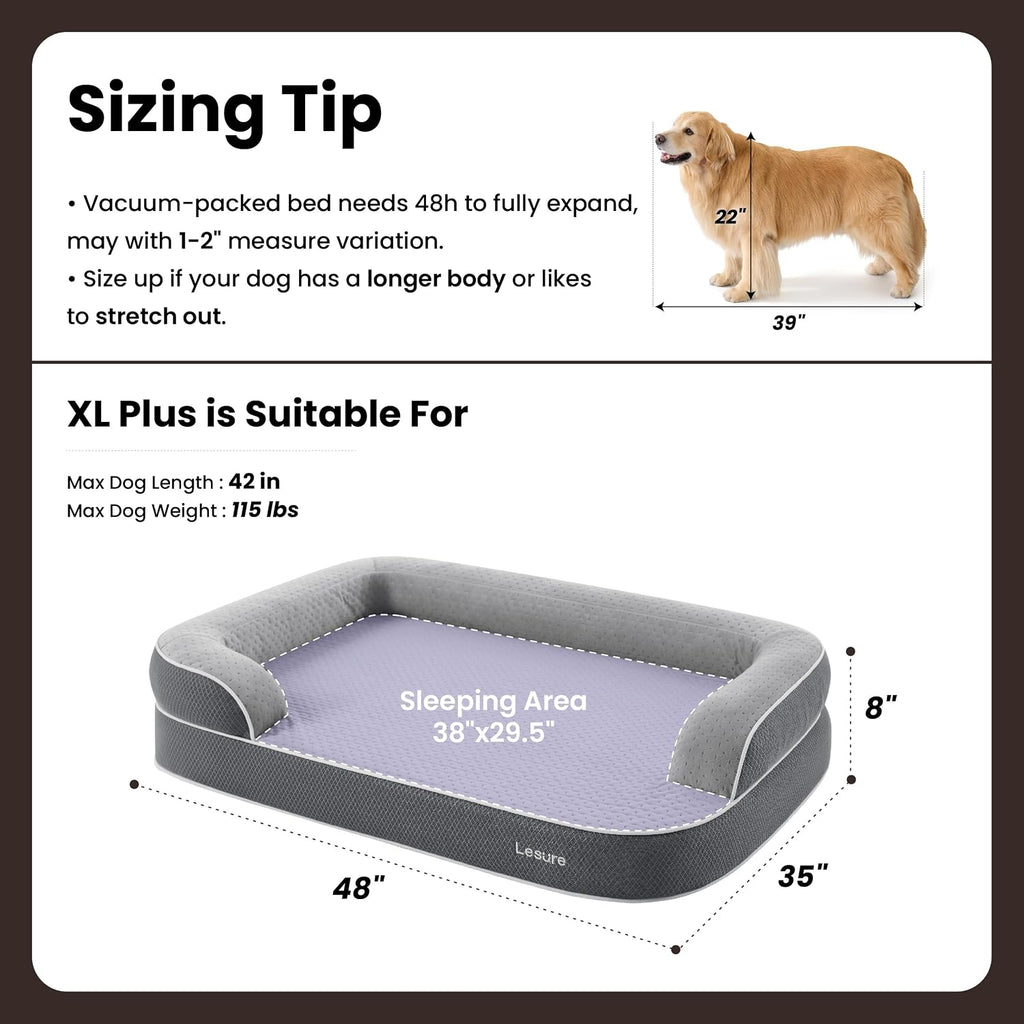 LE SURE RealOrtho™ XL Plus 3-Layer Orthopedic Extra Large Dog Bed,48" Black