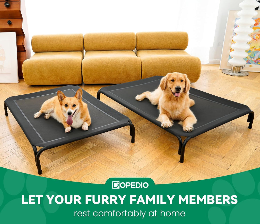 Elevated Dog Bed Outdoor Cooling Raised Cot for XL Dogs, Black 53.9in