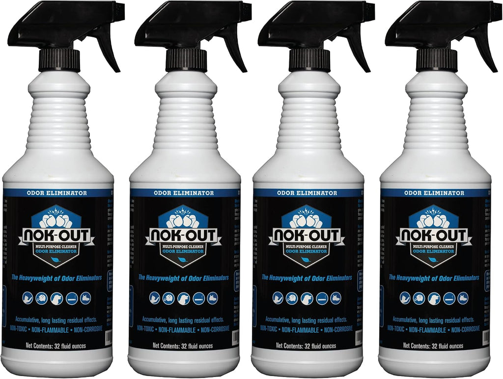 NOK OUT Odor Remover, Pet Deodorizer and Cleaning Spray, Made in the USA, 32 Fluid Ounce Spray, 4-Pack